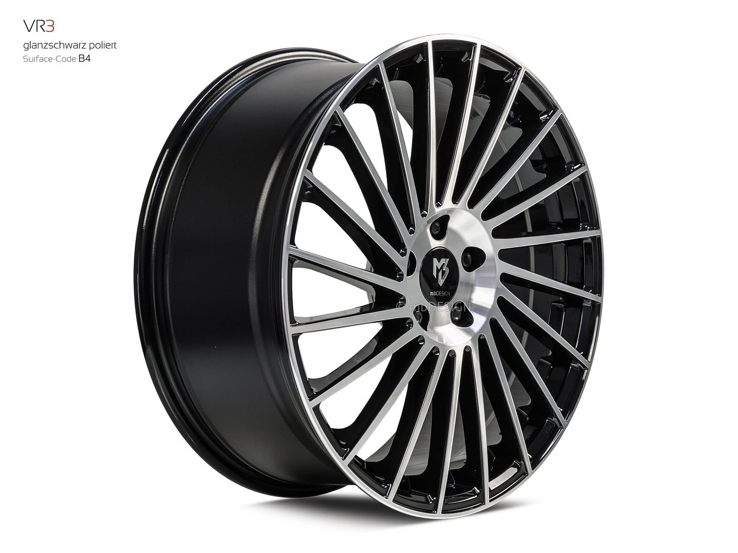 mbDesign VR3 20" 8,5J ET45 5x108 Black Shiny Polish - obrazek 3