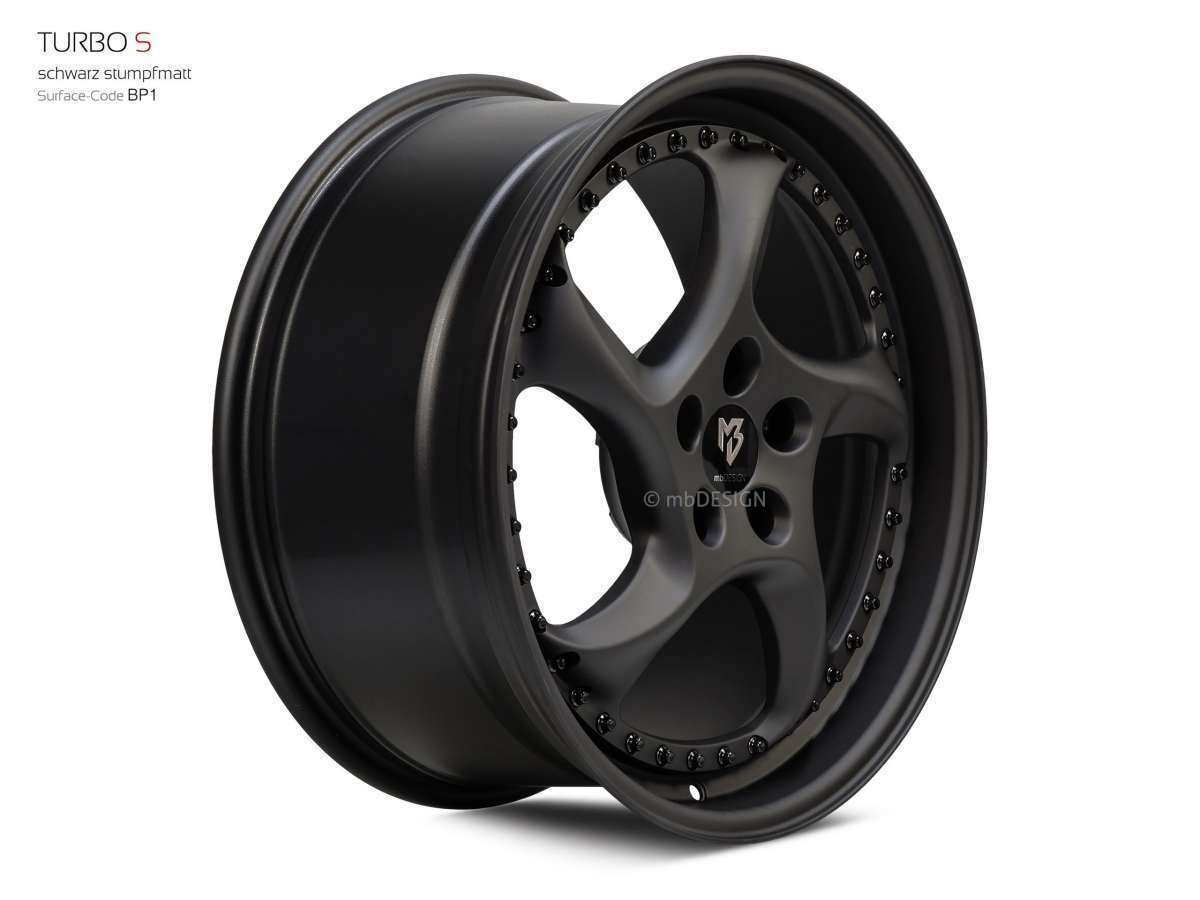 mbDesign Turbo S 19" 8,5J ET45/ET50 5x112 Schwarz Stumpfmatt - obrazek 3