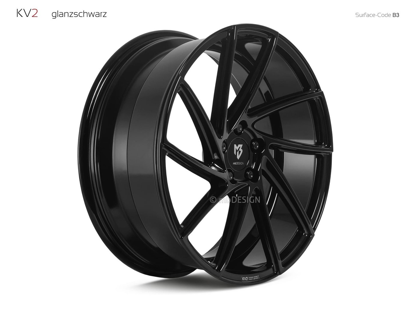 mbDesign KV2 20" 8,5J ET42 5x112 Black Shiny - obrazek 3