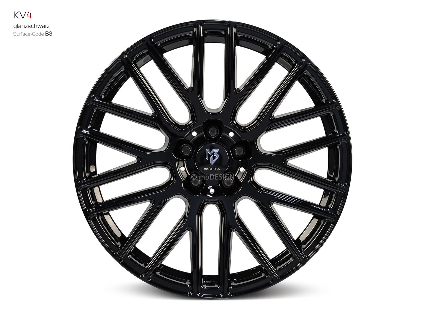 mbDesign KV4 20" 9J ET20/ET35/ET40 5x112 Black Shiny - obrazek 3