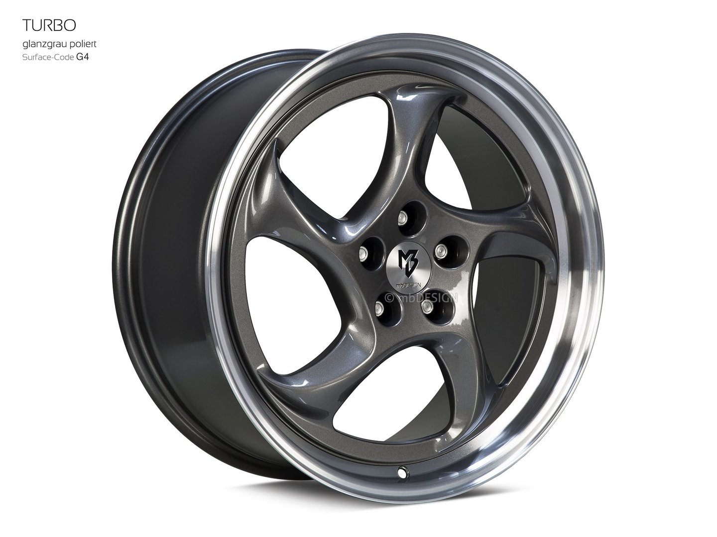 mbDesign Turbo 19" 9,5J ET40 5x108 Grey Shiny Polish - obrazek 3