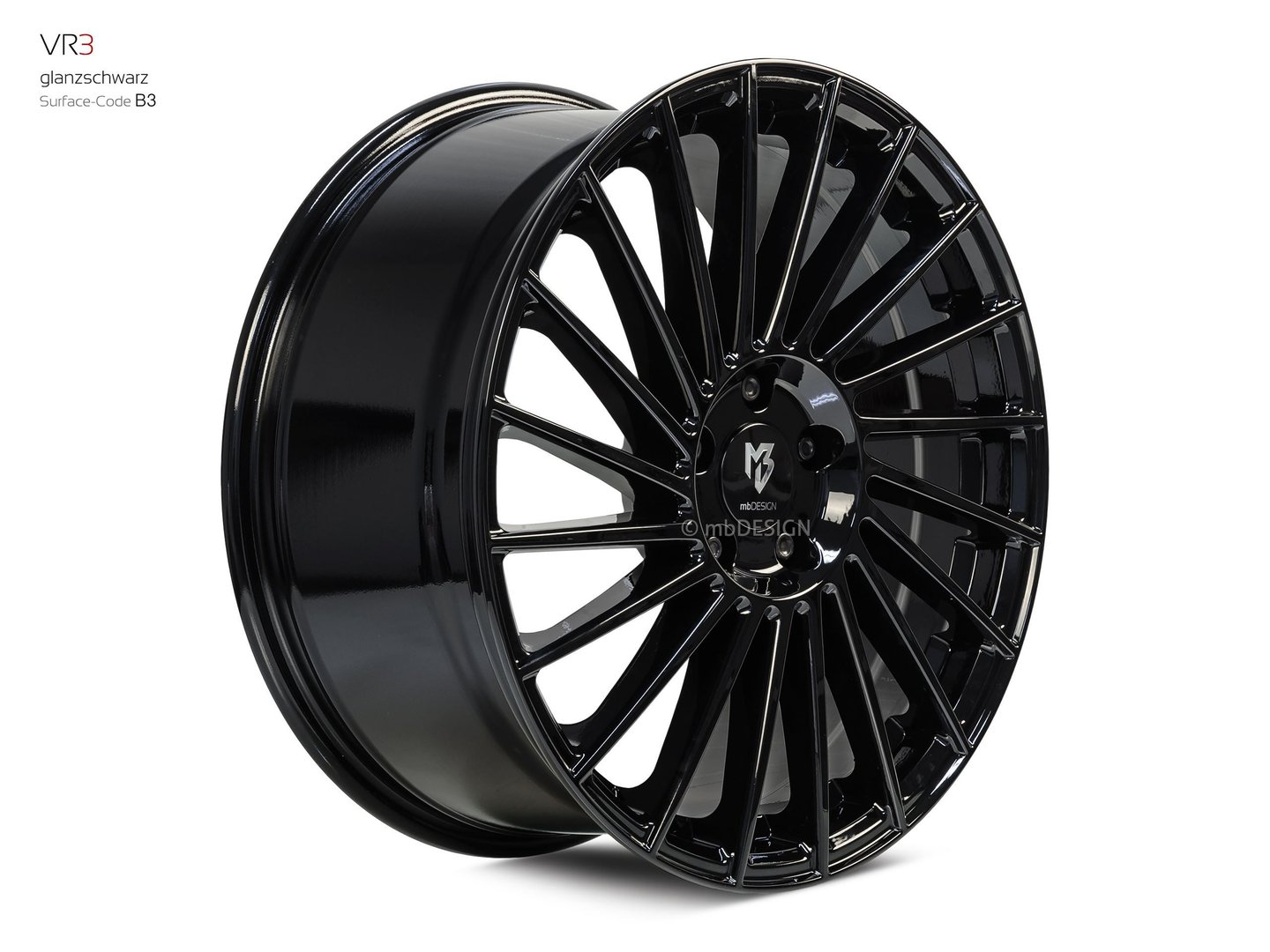 mbDesign VR3 18" 7,5J ET45 5x100 Black Shiny - obrazek 3