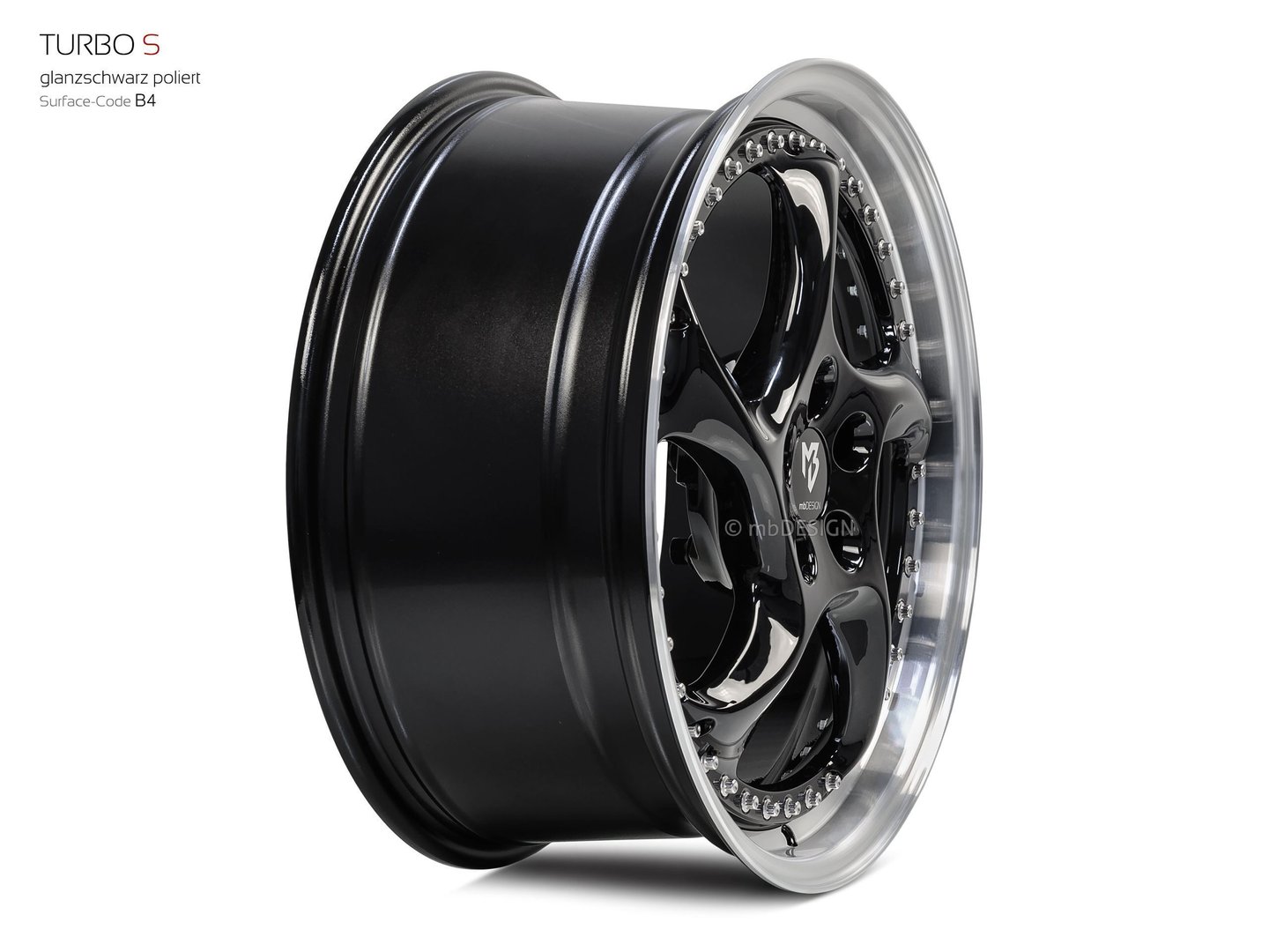 mbDesign Turbo S 19" 8,5J ET45/ET50 5x112 Glanzschwarz Poliert - obrazek 4