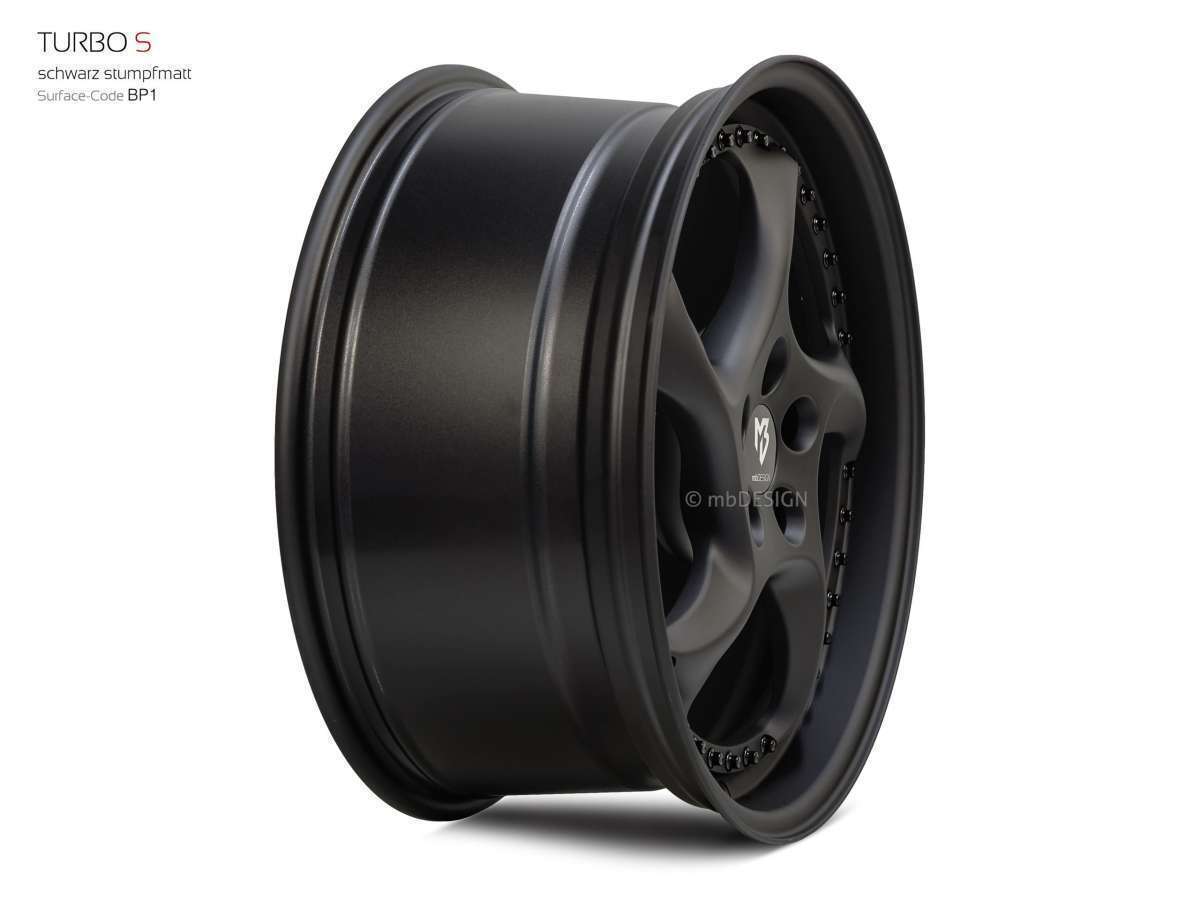 mbDesign Turbo S 19" 8,5J ET45/ET50 5x112 Schwarz Stumpfmatt - obrazek 4