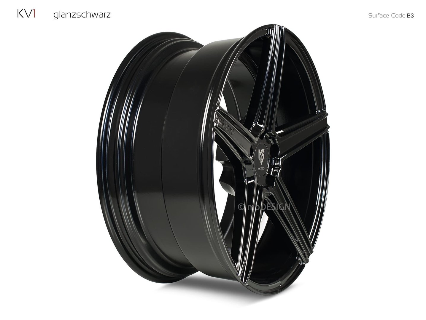 mbDesign KV1 20" 9J ET20/ET25/ET35/ET42 5x108 Black Shiny - obrazek 4