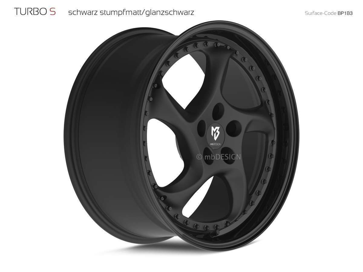 mbDesign Turbo S 19" 9,5J ET40 5x114,3 Schwarz Stumpfmatt Glanzschwarz - obrazek 4