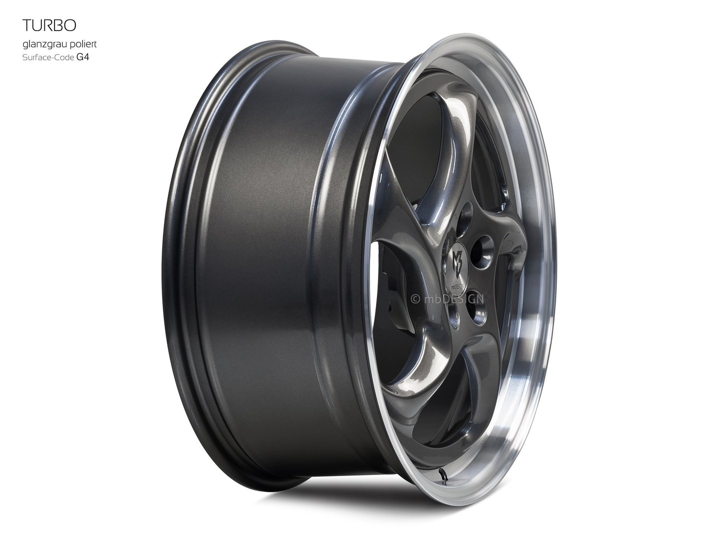 mbDesign Turbo 19" 8,5J ET45/ET50 5x112 Grey Shiny Polish - obrazek 4