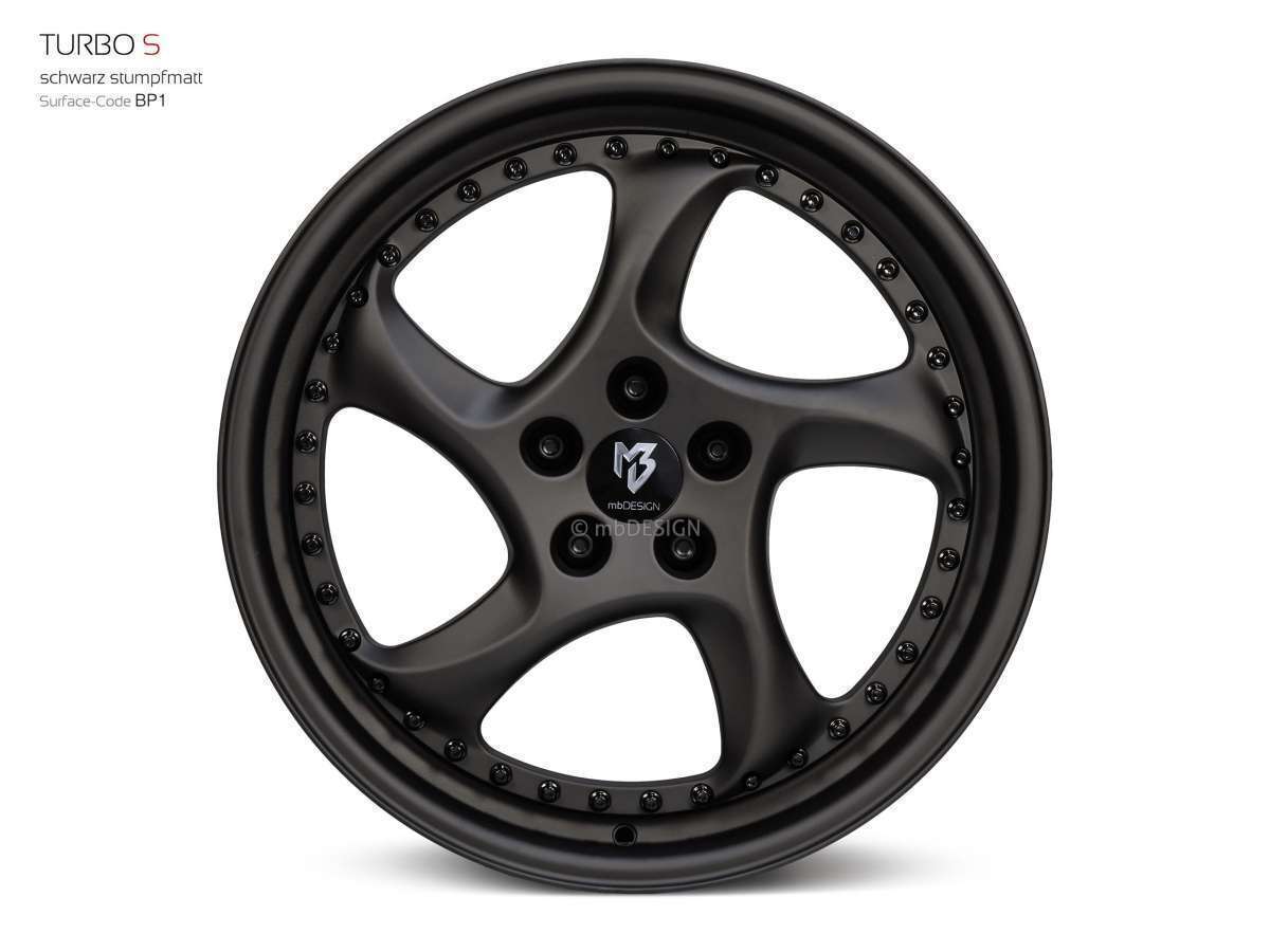 mbDesign Turbo S 19" 8,5J ET45/ET50 5x112 Schwarz Stumpfmatt - obrazek 5