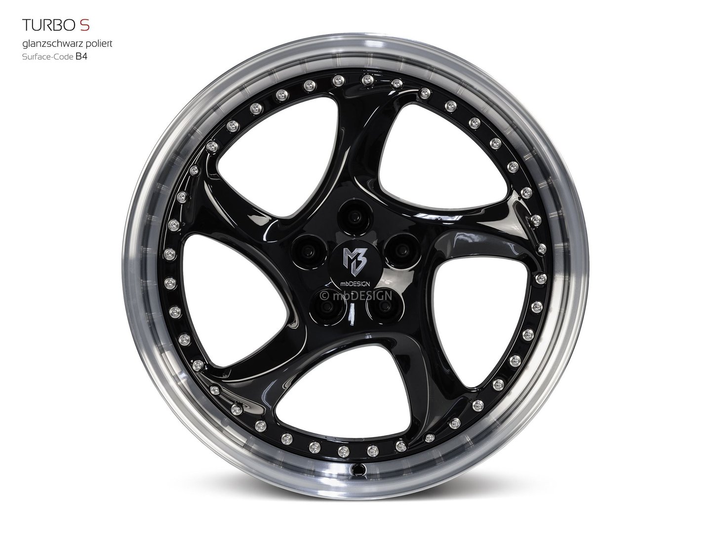 mbDesign Turbo S 19" 8,5J ET45/ET50 5x112 Glanzschwarz Poliert - obrazek 6