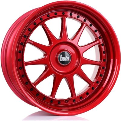 BOLA B4 18" 8J ET30-ET45 4x100-5x120 Candy Red Black Rivets