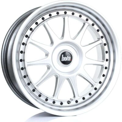 BOLA B4 18" 9J ET30-ET45 4x100-5x120 Hyper Silver Black Rivets