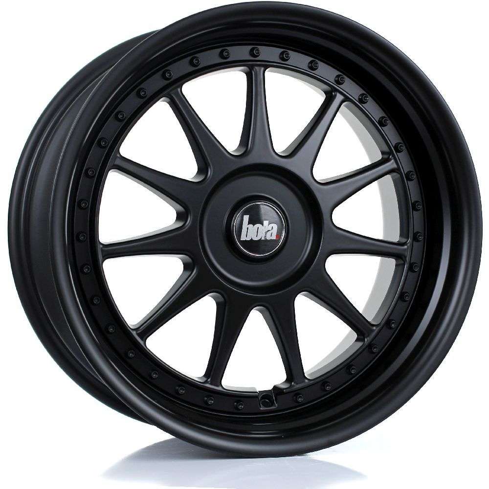 BOLA B4 18" 8J ET30-ET45 + 9J ET30-ET45 4x100-5x120 Matt Black Rivets