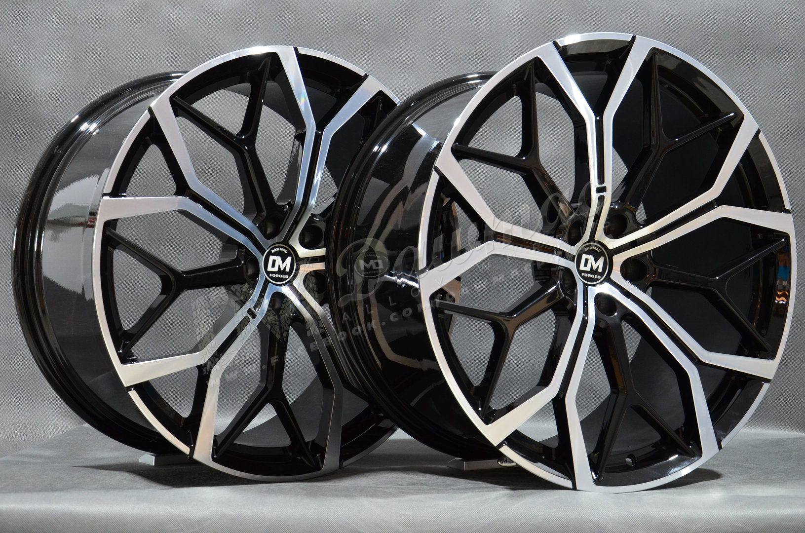 DAWMAC Forged 4720 22" 9,5J ET37 + 10,5J ET43 5x112 Gloss Black w/ Machined Face - obrazek 4