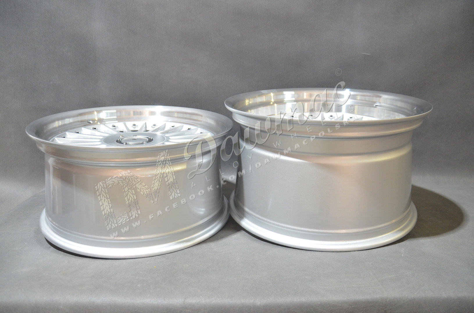 DMC03 18" 8,5J ET20 + 10J ET15 4x100/4x108 Silver Machined Lip + Black Rivet - obrazek 7