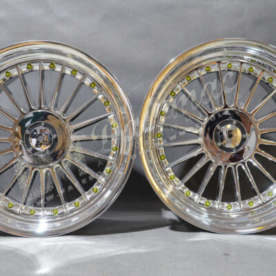 DMC03 19" 8,5J ET25 + 10J ET20 5x112/120 Chrome + Gold Rivets