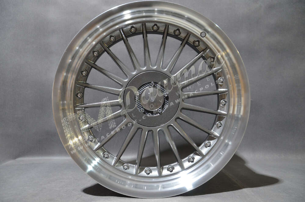 DMC03 19" 8,5J ET25 5x112/120 Grey Machine Lip + Chrome Rivet