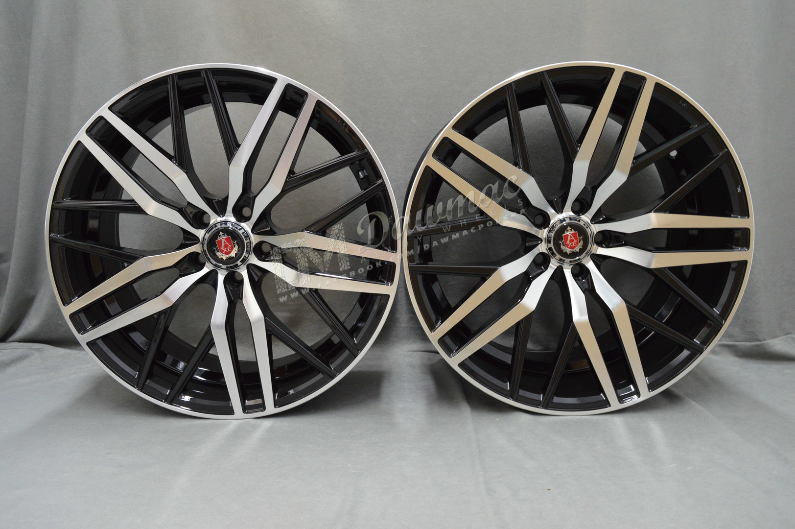 AXE EX30 20" 8,5J ET40 + 10J ET42 5x108-5x120 Black Polished Face & Barrel - obrazek 2