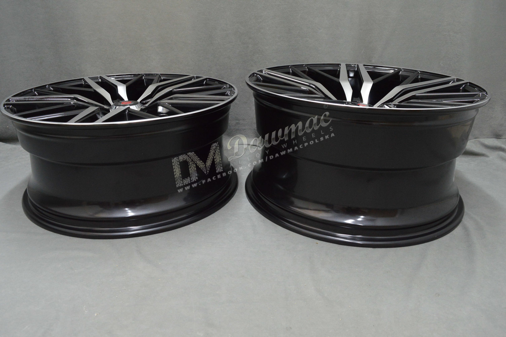 AXE EX30 20" 8,5J ET40 + 10J ET42 5x108-5x120 Black Polished Face & Barrel - obrazek 5