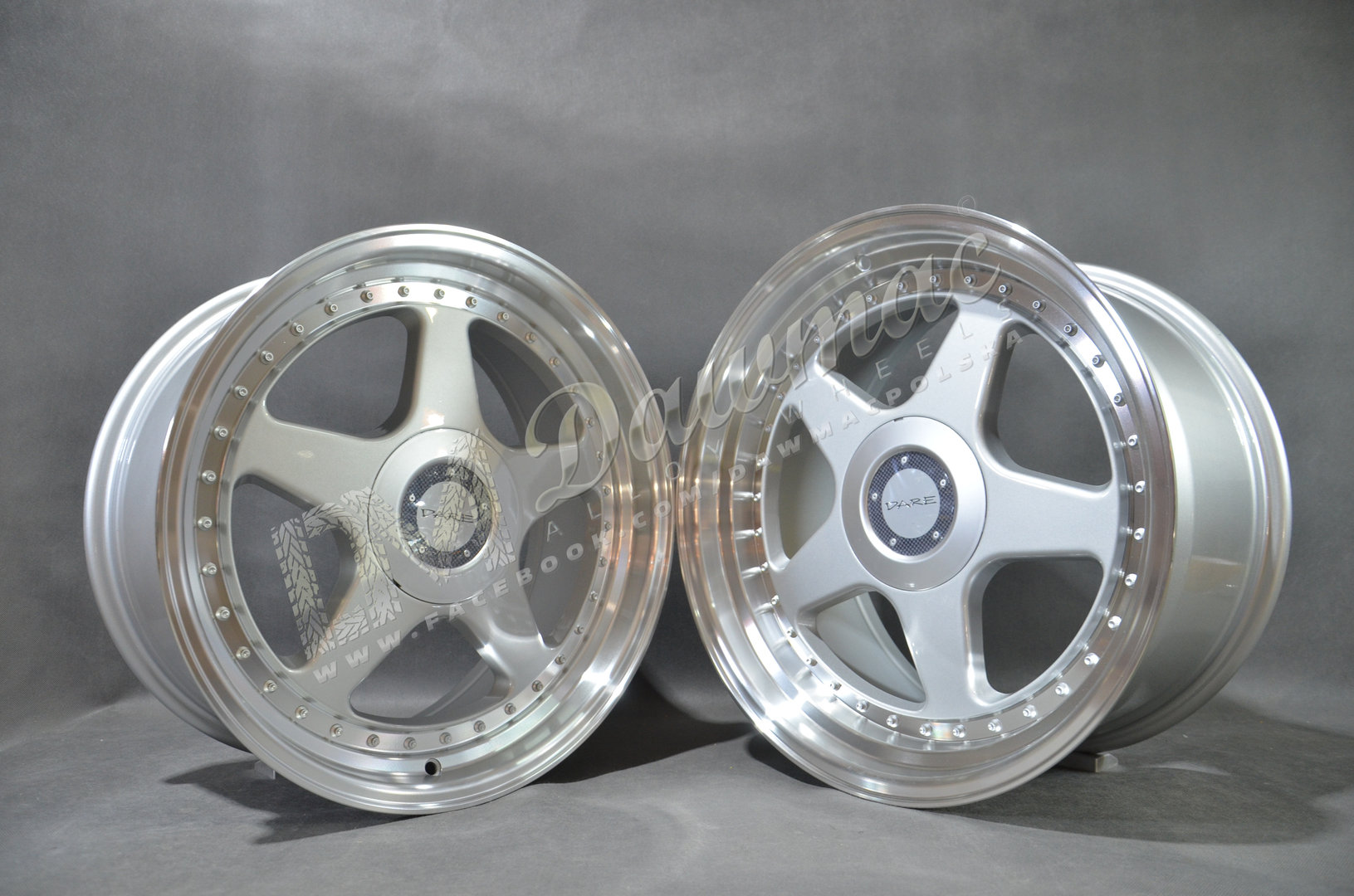 Dare F5 18" 8J ET40 + 9,5J ET42 5x112/5x120 Silver Polished Lip - obrazek 3