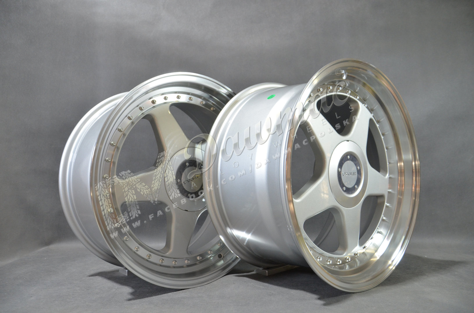 Dare F5 18" 8J ET40 + 9,5J ET42 5x112/5x120 Silver Polished Lip - obrazek 5