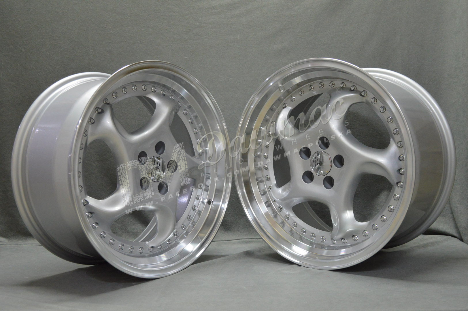 Dare F6 18" 8,5J ET40 + 9,5J ET40 5x112 Sparkle Silver Polished Lip - obrazek 3