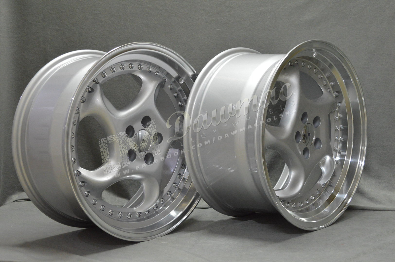 Dare F6 18" 8,5J ET40 + 9,5J ET40 5x112 Sparkle Silver Polished Lip - obrazek 5