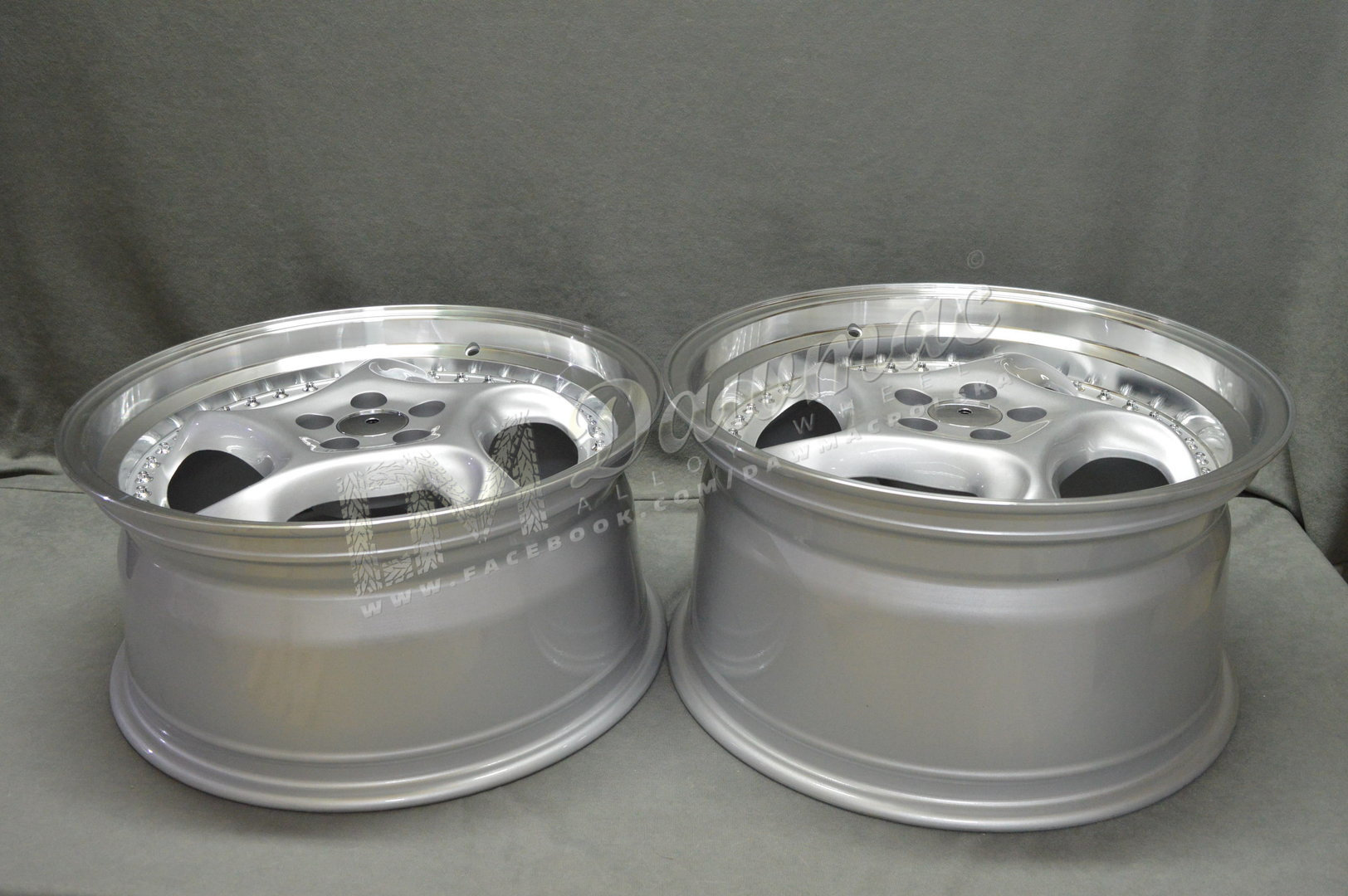 Dare F6 18" 8,5J ET40 + 9,5J ET40 5x112 Sparkle Silver Polished Lip - obrazek 7