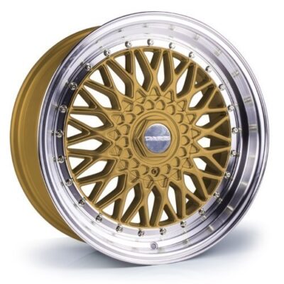 Dare RS 15" 7J ET20 4x100/4x108 Gold Polished Chrome Rivets