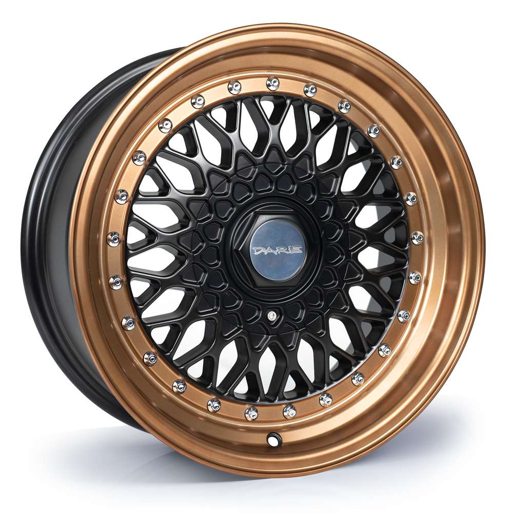 Dare RS 15" 8J ET15 4x100/4x108 Matt Black Bronze Chrome Rivets