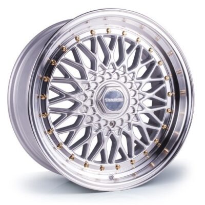 Dare RS 16" 8J ET25 4x100/4x108 Silver Polished Gold Rivets