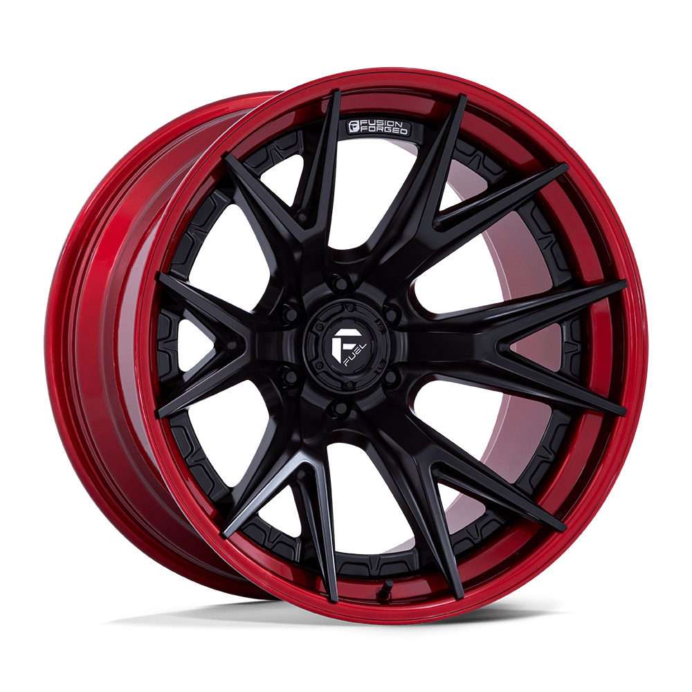 Fuel Catalyst 22" 10J ET-18 6x139,7 Matt Black With Candy Red Lip