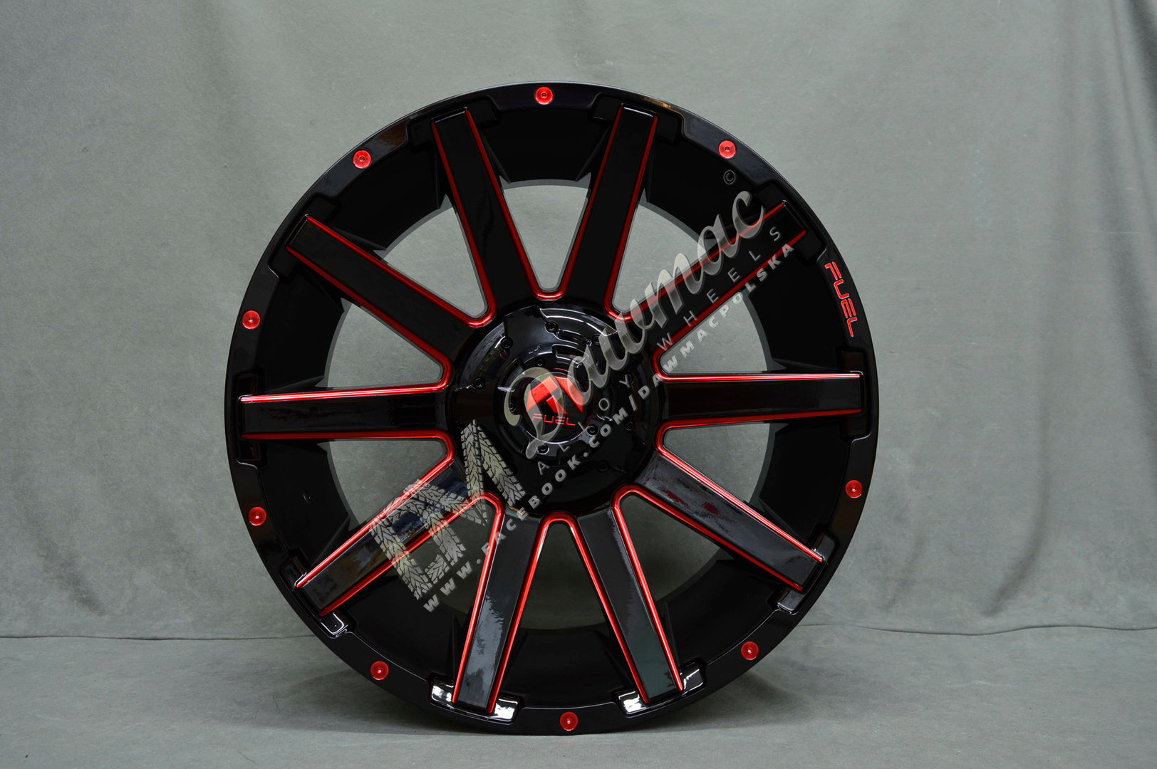 Fuel Contra 20" 9J ET2 6x135/6x139,7 Gloss Black Milled Red - obrazek 2
