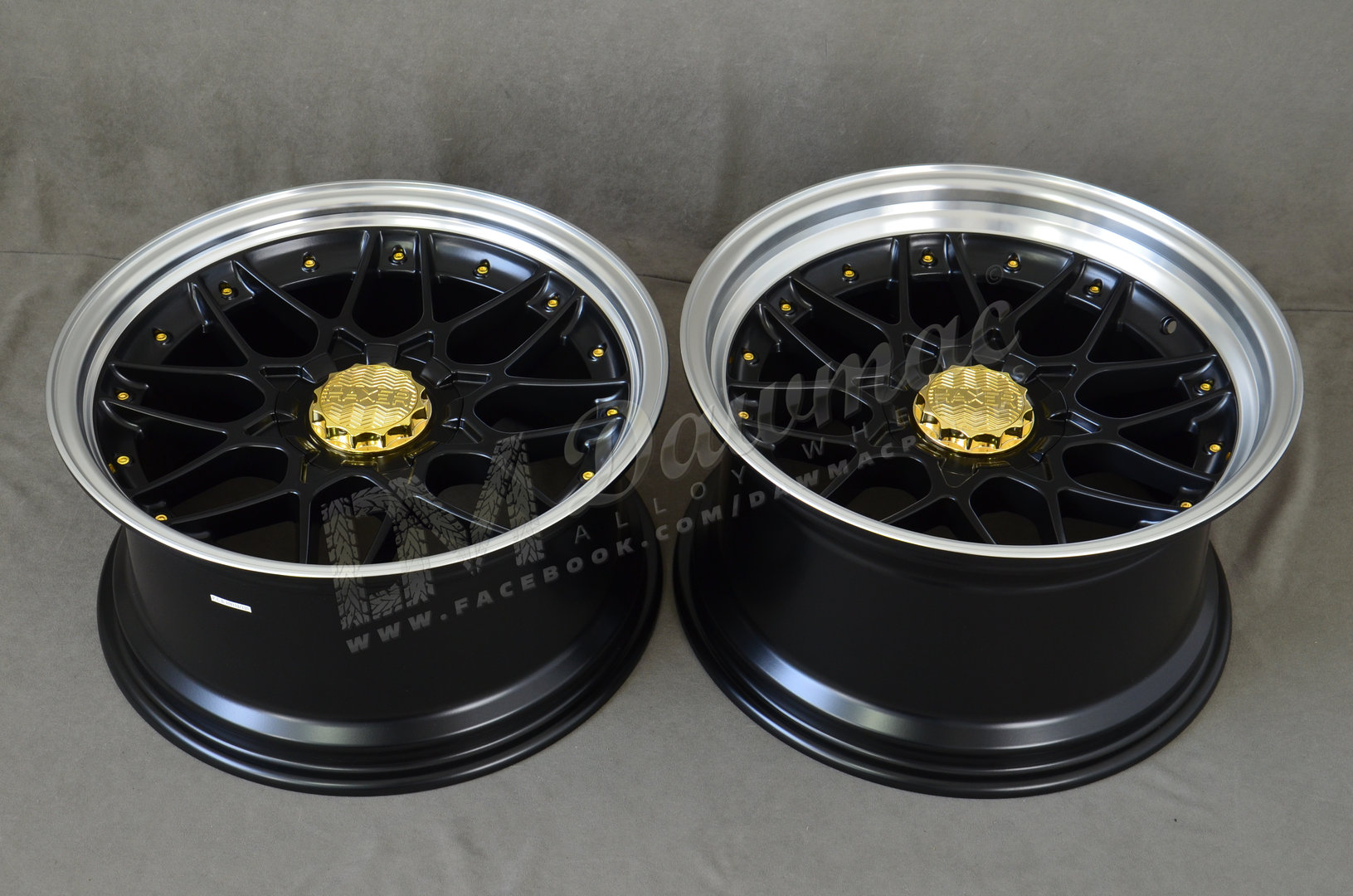 Haxer HX025 18" 8J ET20 + 10J ET15 5x112 Black Half Matt with Gold - obrazek 6