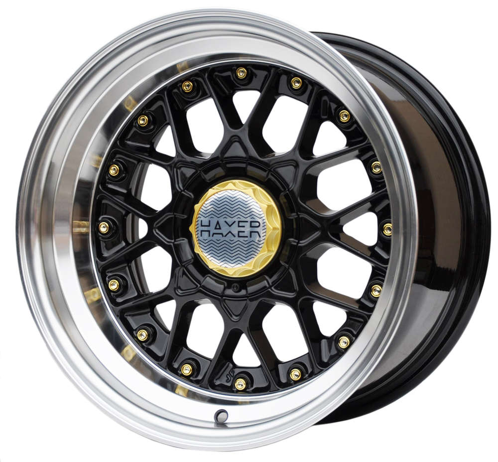 Haxer HX025 18" 8J ET30 + 9J ET35 5x112 Black Half Matt with Gold Silver Cap
