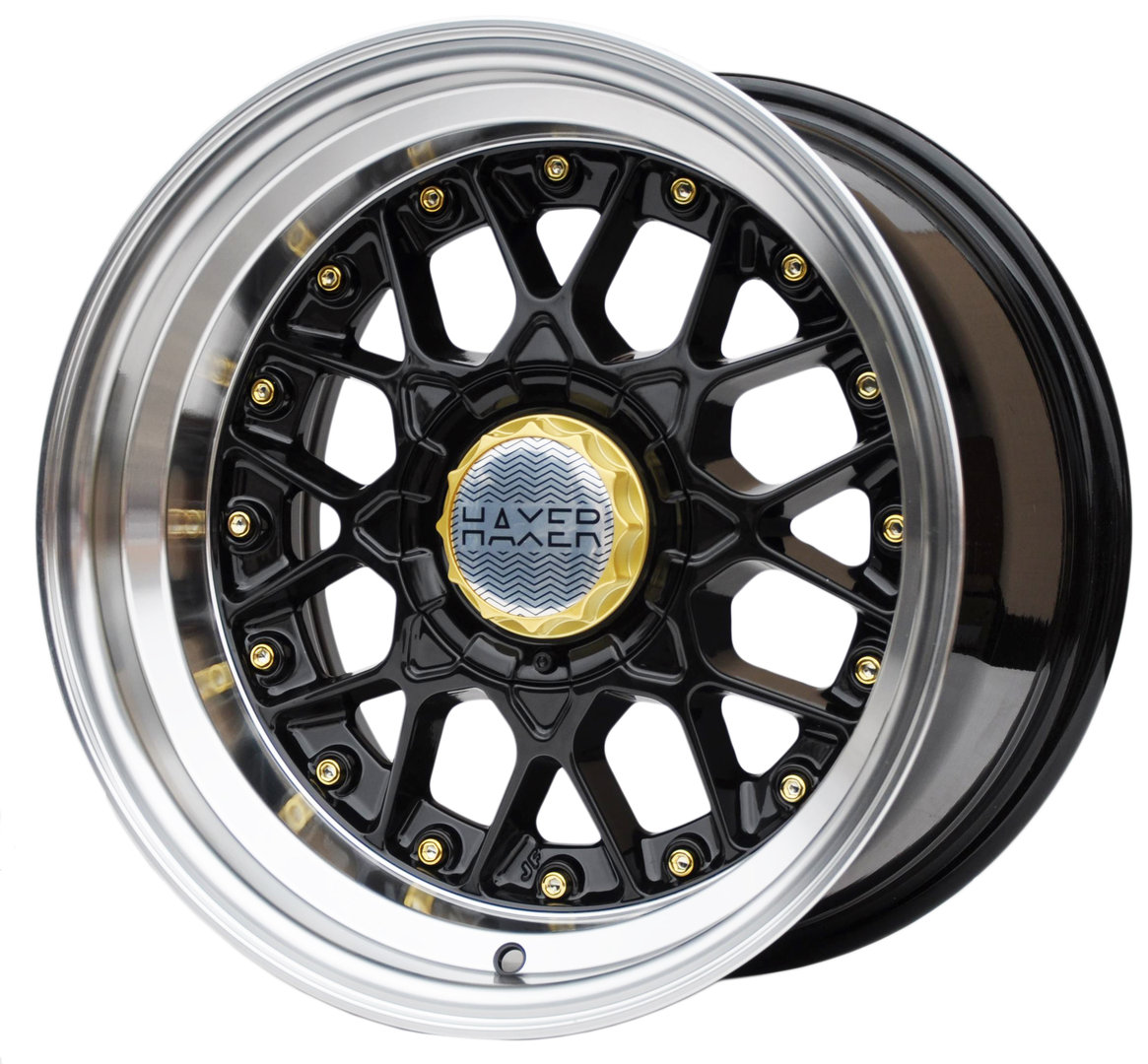 Haxer HX025 18" 8J ET30 + 9J ET35 5x112 Black Half Matt with Gold Silver Cap - obrazek 2