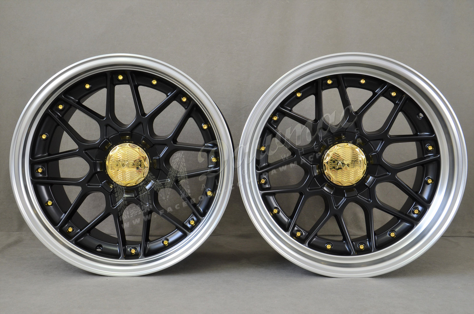 Haxer HX025 18" 8J ET30 + 9J ET35 5x120 Black Half Matt with Gold - obrazek 2