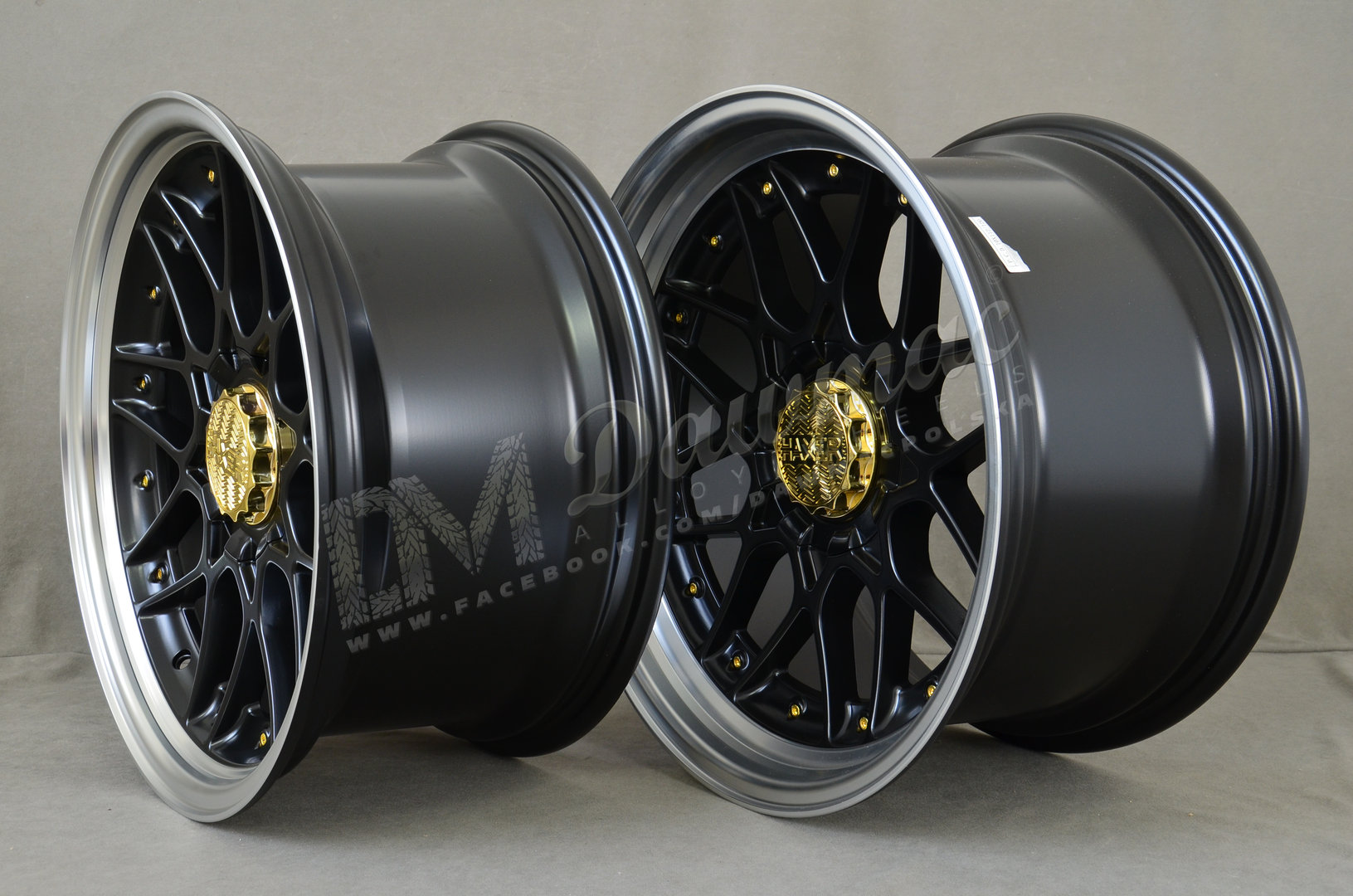 Haxer HX025 18" 9J ET20 + 10J ET15 5x112/5x120 Black Half Matt with Gold - obrazek 4