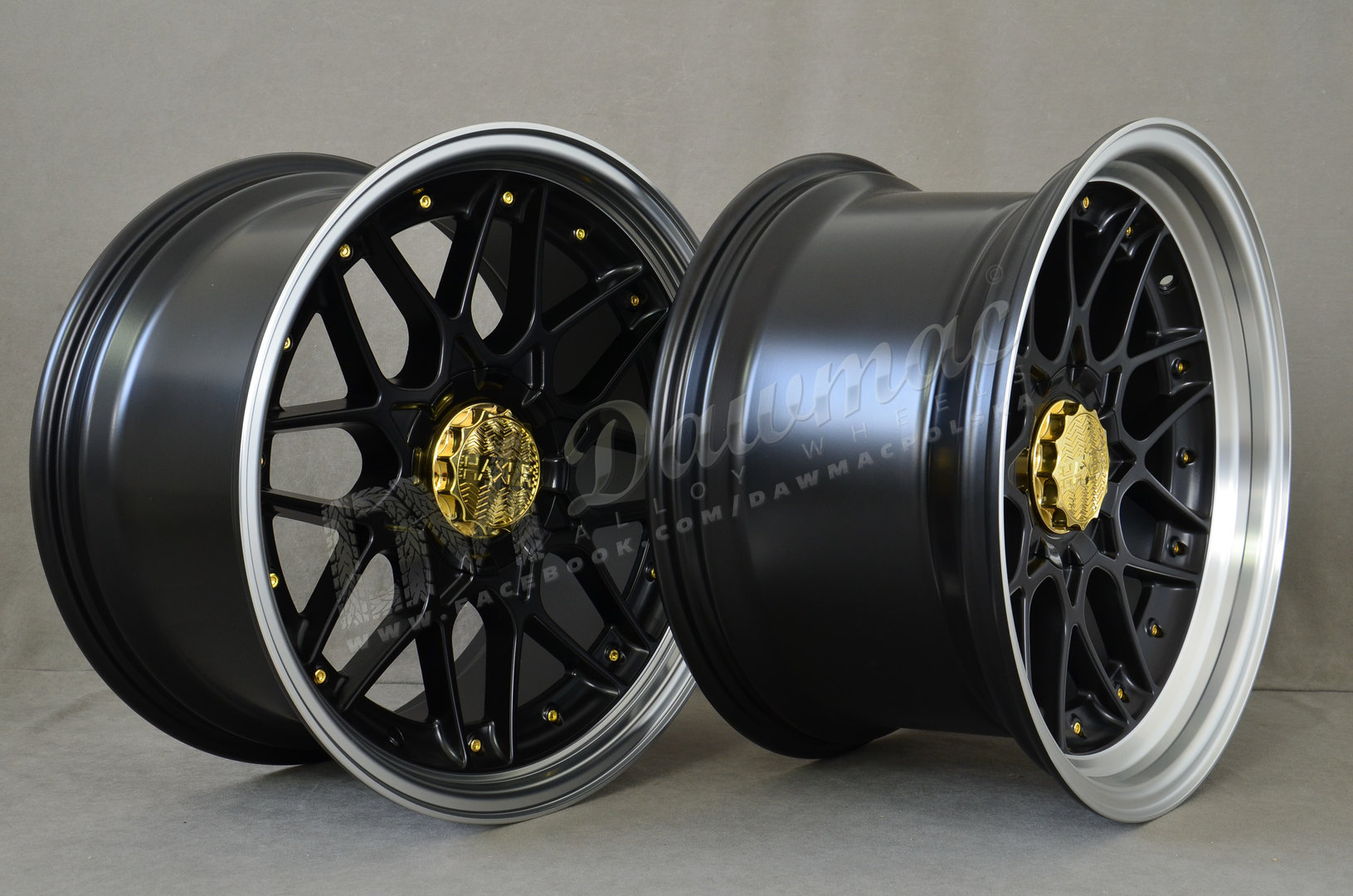 Haxer HX025 18" 9J ET20 + 10J ET15 5x112/5x120 Black Half Matt with Gold - obrazek 5