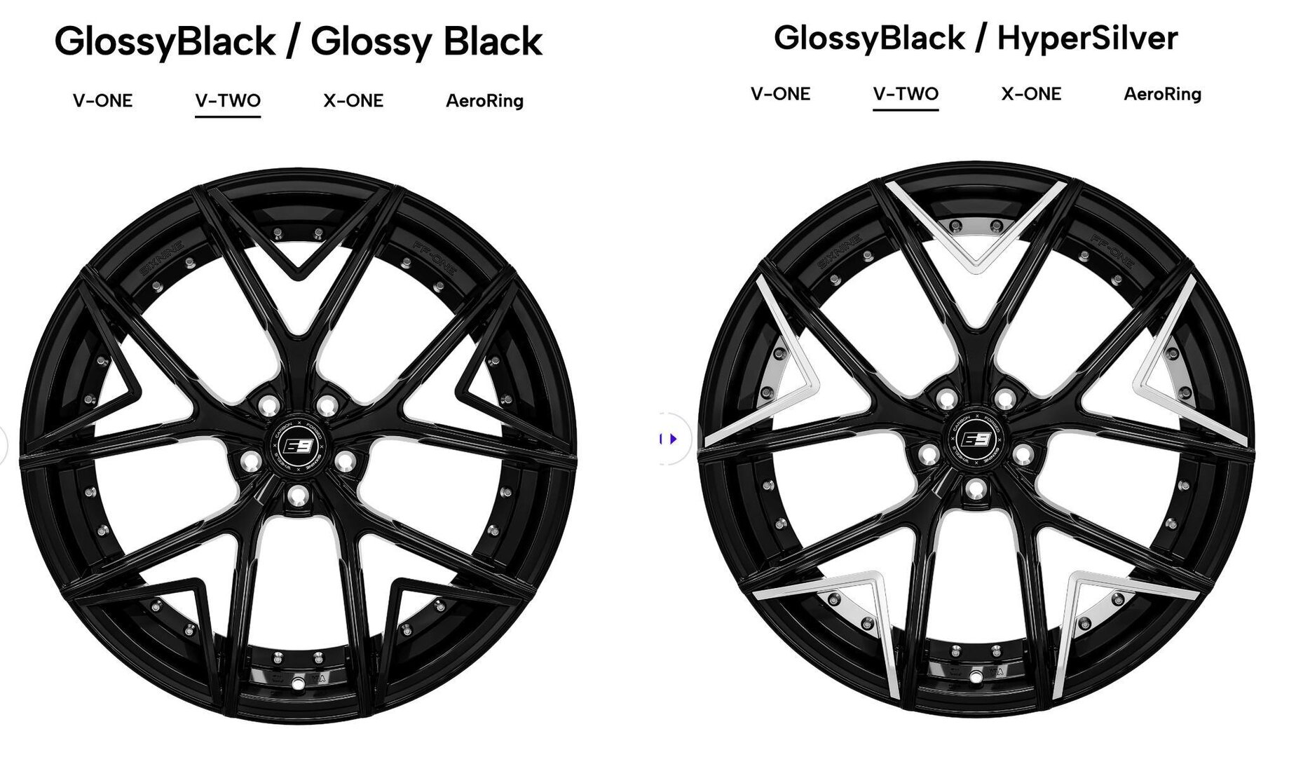 SIXNINE WHEELS FF-ONE 20" 8,5J ET28 + 10J ET40 5x112 Glossy Black - obrazek 8