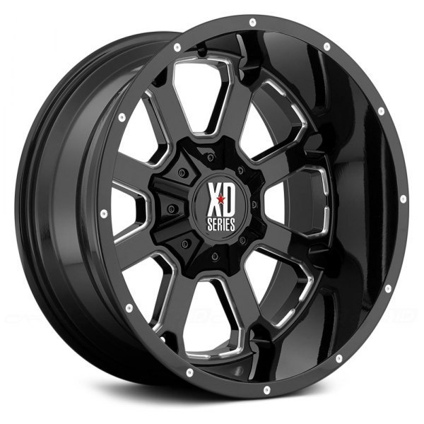XD Wheels XD825 20" 10J ET-24 6x135/6x139,7 Gloss Black with Milled Accents - obrazek 2