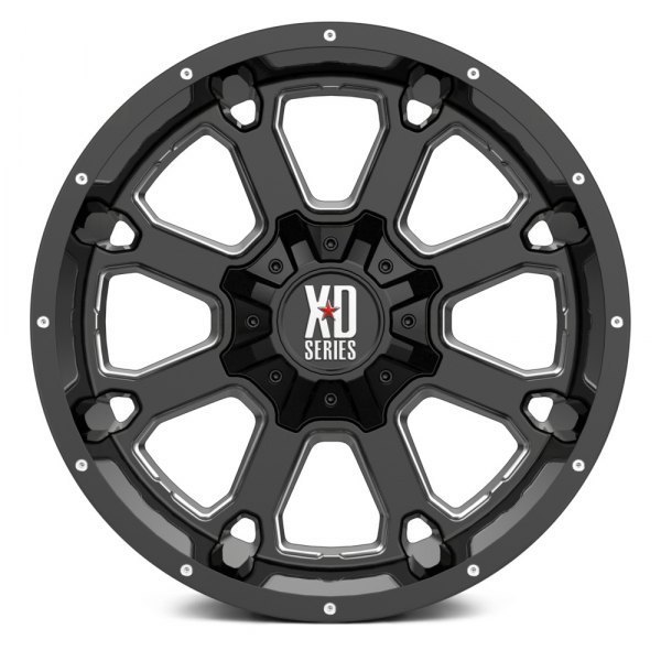 XD Wheels XD825 20" 10J ET-24 6x135/6x139,7 Gloss Black with Milled Accents - obrazek 3