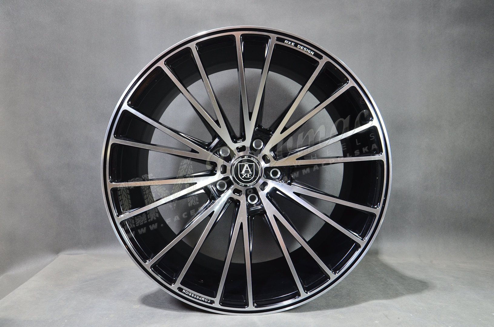 AXE CF2 21" 9J ET35 5x108-5x130 Black & Polished - obrazek 2