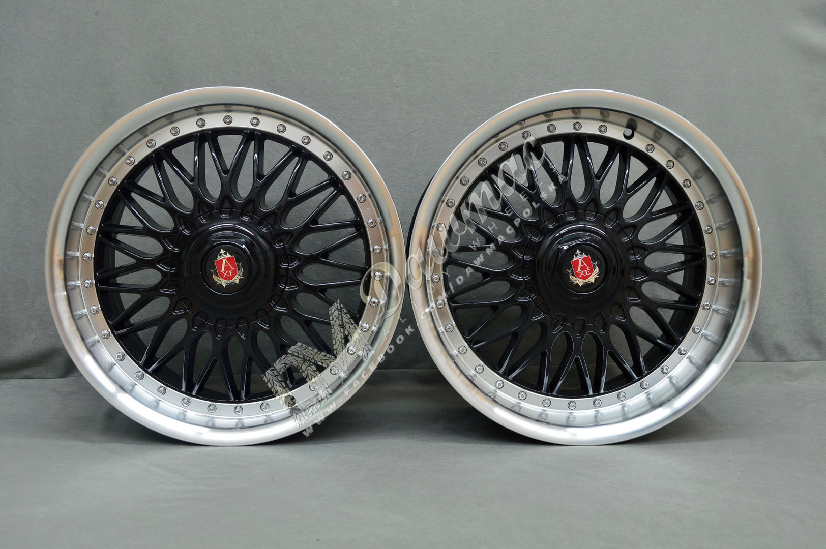 AXE EX10 18" 8J ET40 + 9J ET40 4x100-5x120 Black & Polished Lip - obrazek 2