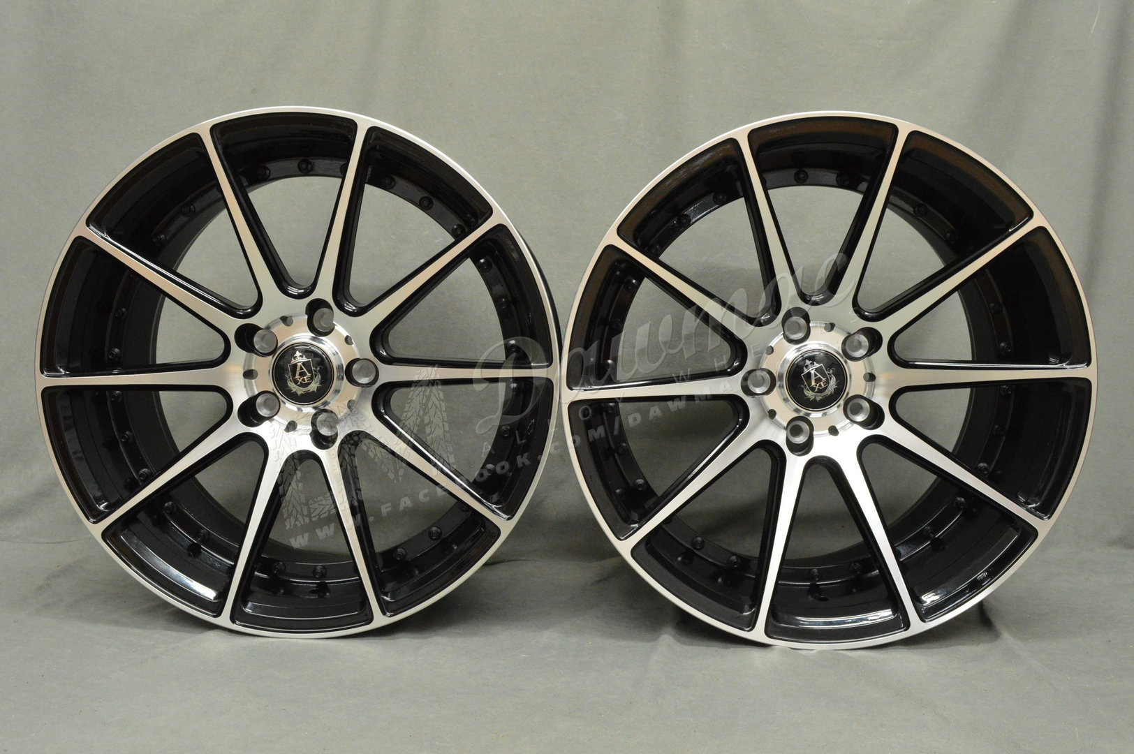 AXE EX16 19" 8,5J ET40 + 9,5J ET42 5x114,3 Black Polished Face & Barrel - obrazek 2