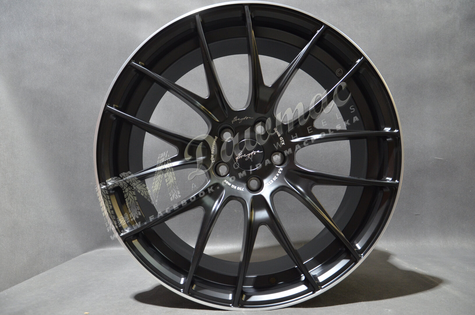Breyton Race GTX 19" 8,5J ET24 5x112 Matt Black with Polished Lip - obrazek 2