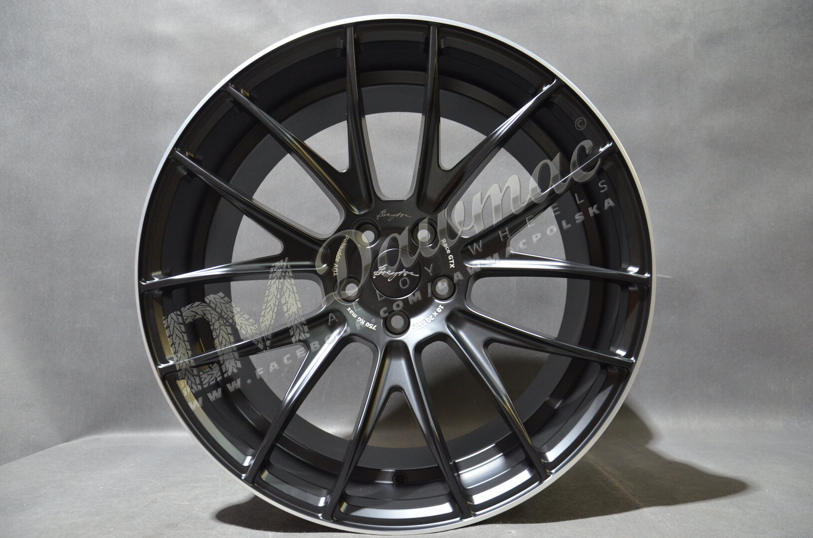 Breyton Race GTX 20" 10J ET35 5x112 Matt Black with Polished Lip - obrazek 2
