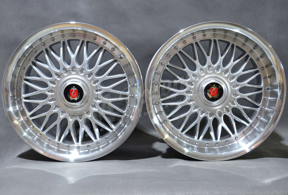 AXE EX10 18" 8J ET40 + 9J ET40 4x100-5x120 Silver & Polished Lip