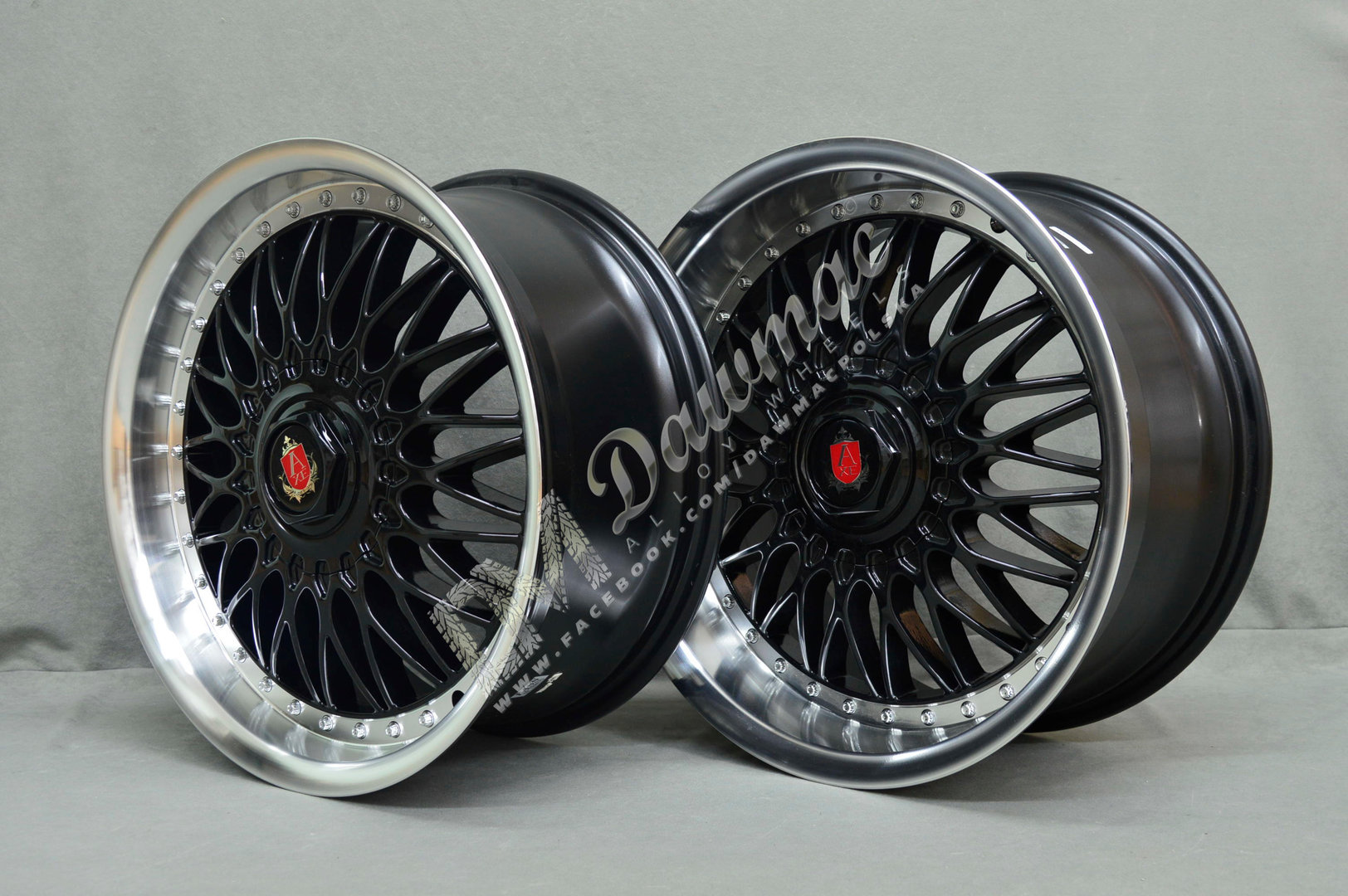 AXE EX10 18" 8J ET40 + 9J ET40 4x100-5x120 Black & Polished Lip - obrazek 3