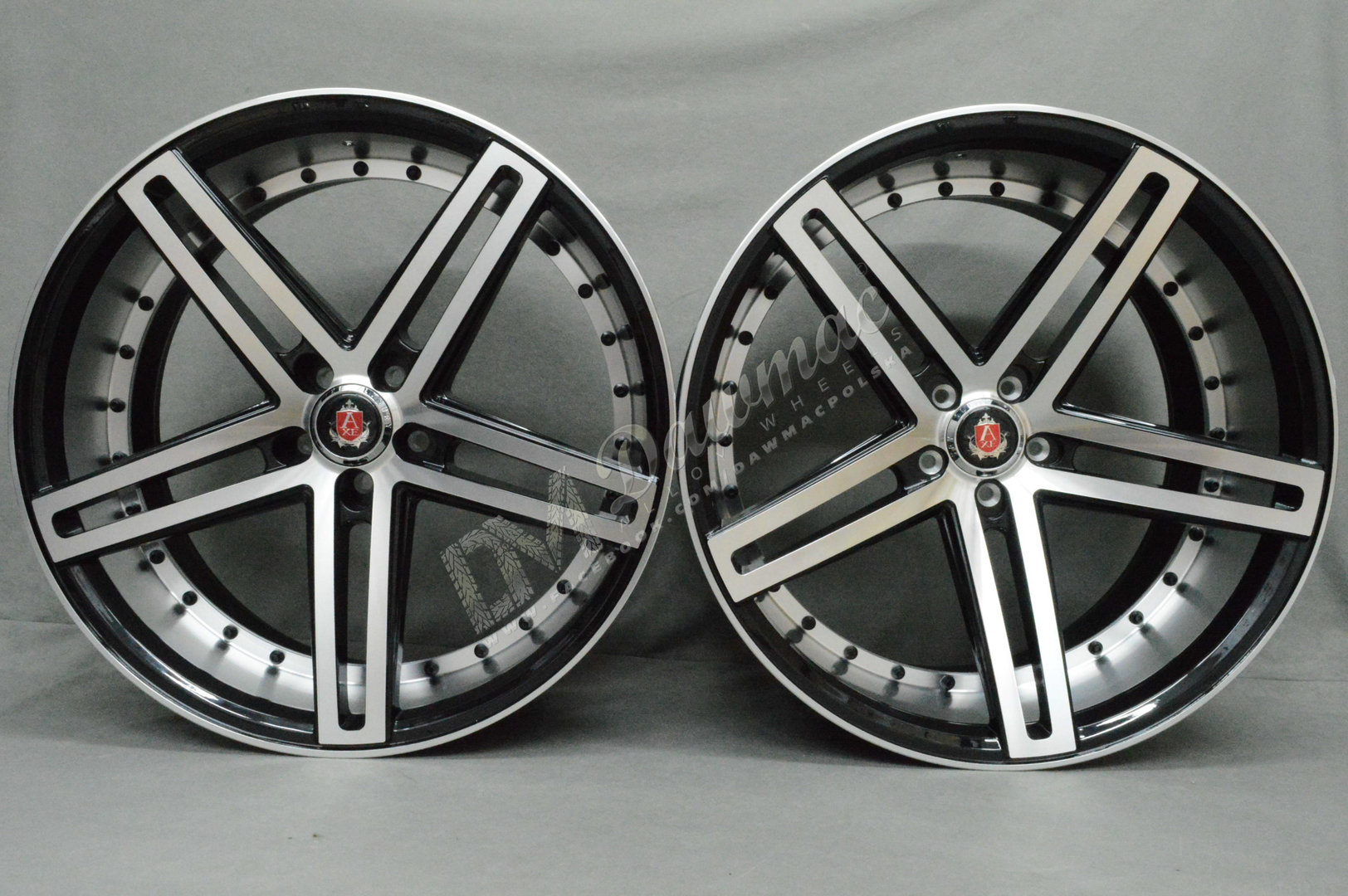 AXE EX20 19" 9,5J ET40 5x108-5x120 Black Polished Face & Barrel - obrazek 2