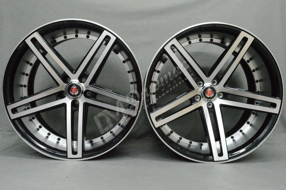 AXE EX20 20" 8,5J ET40 + 10J ET42 5x108-5x120 Black Polished Face & Barrel